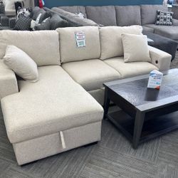 Sectional With Storage And Popout Sleeper