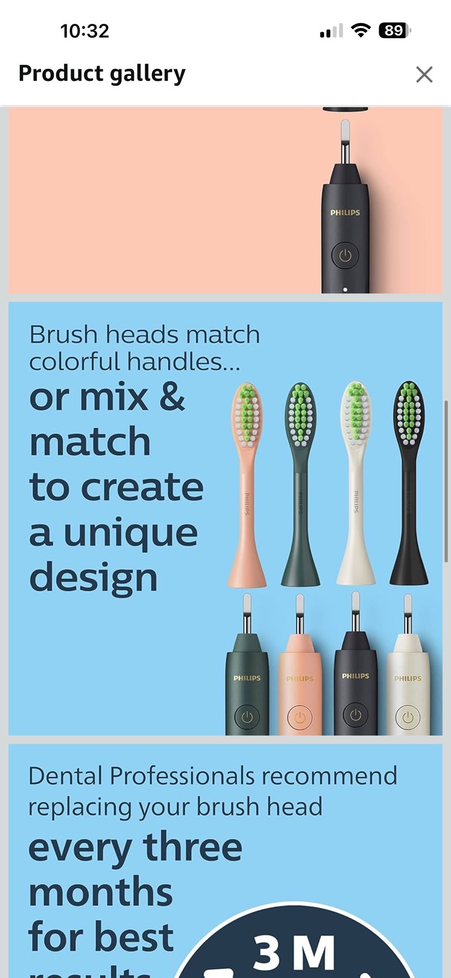 Philips One by Sonicare 2pk Brush Heads, Black BH1022/06
