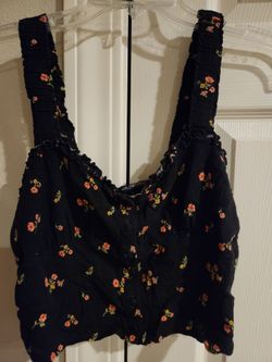 Womens black with floral tank crop top