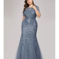 Plus Size Floral Sequin Mermaid Dress