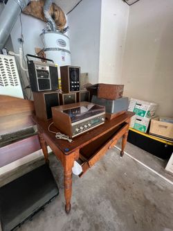 Vintage electronics and desk for sale