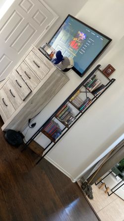 Wood and metal boom shelf