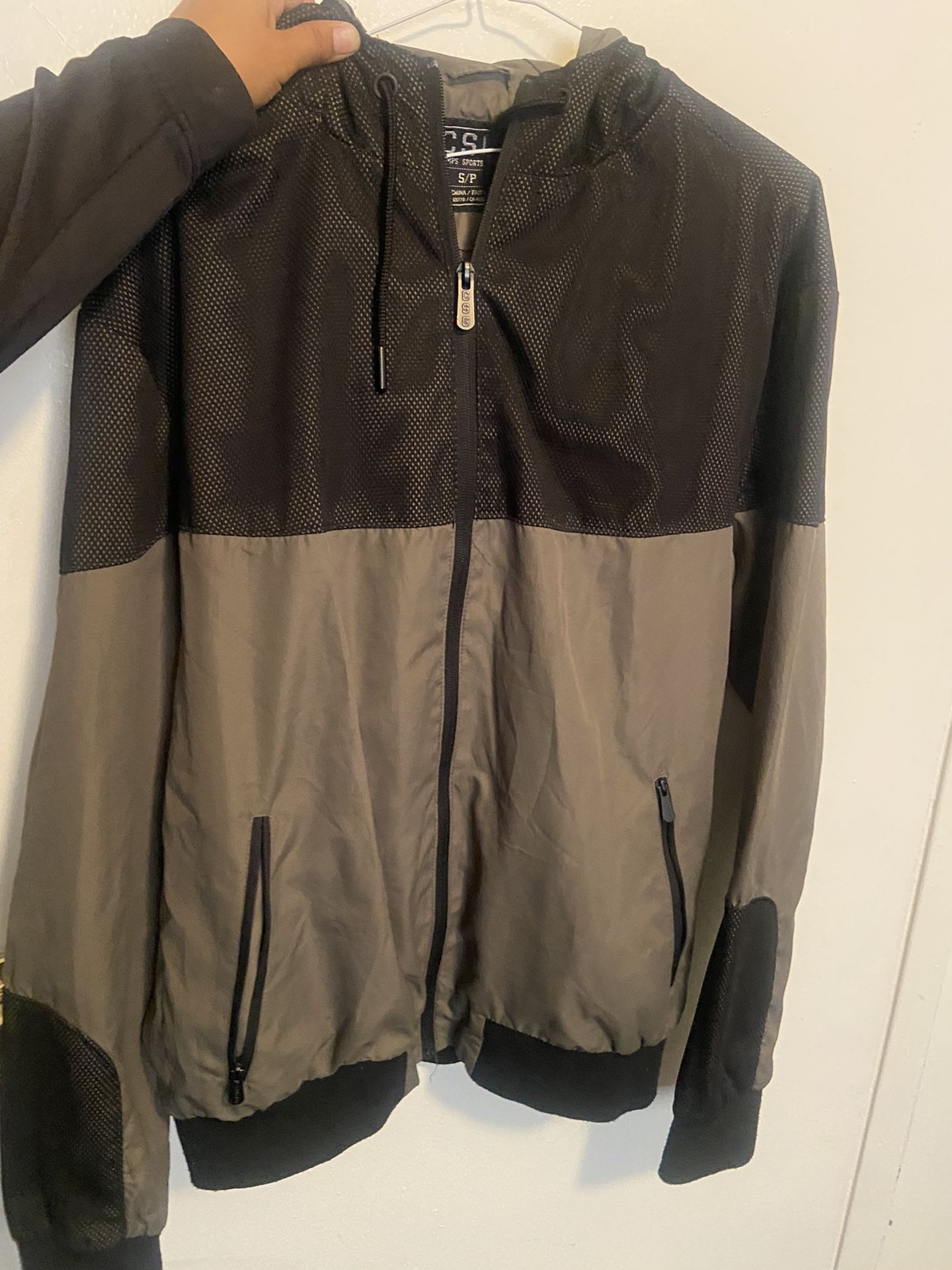 Olive Green & Black Windbreaker