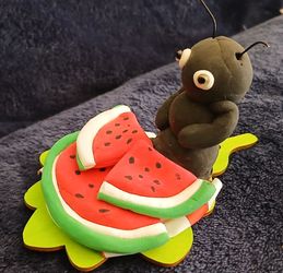 Accessory Kitchen Clay Ant eating Watermelon