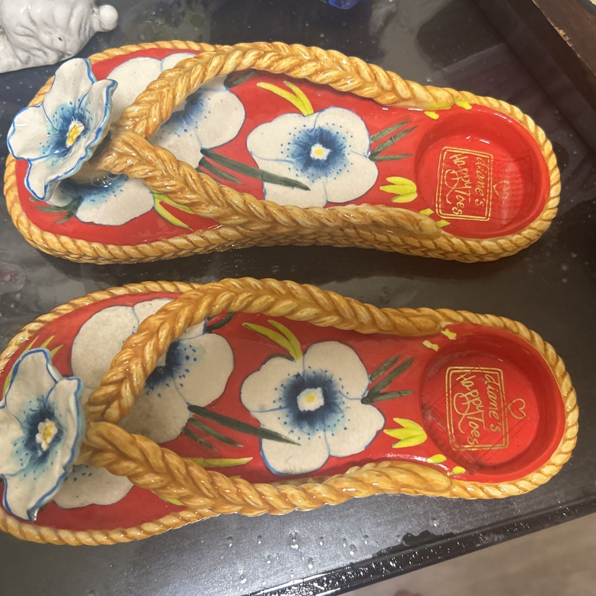 Pair Ceramic Sandals Candle Holder