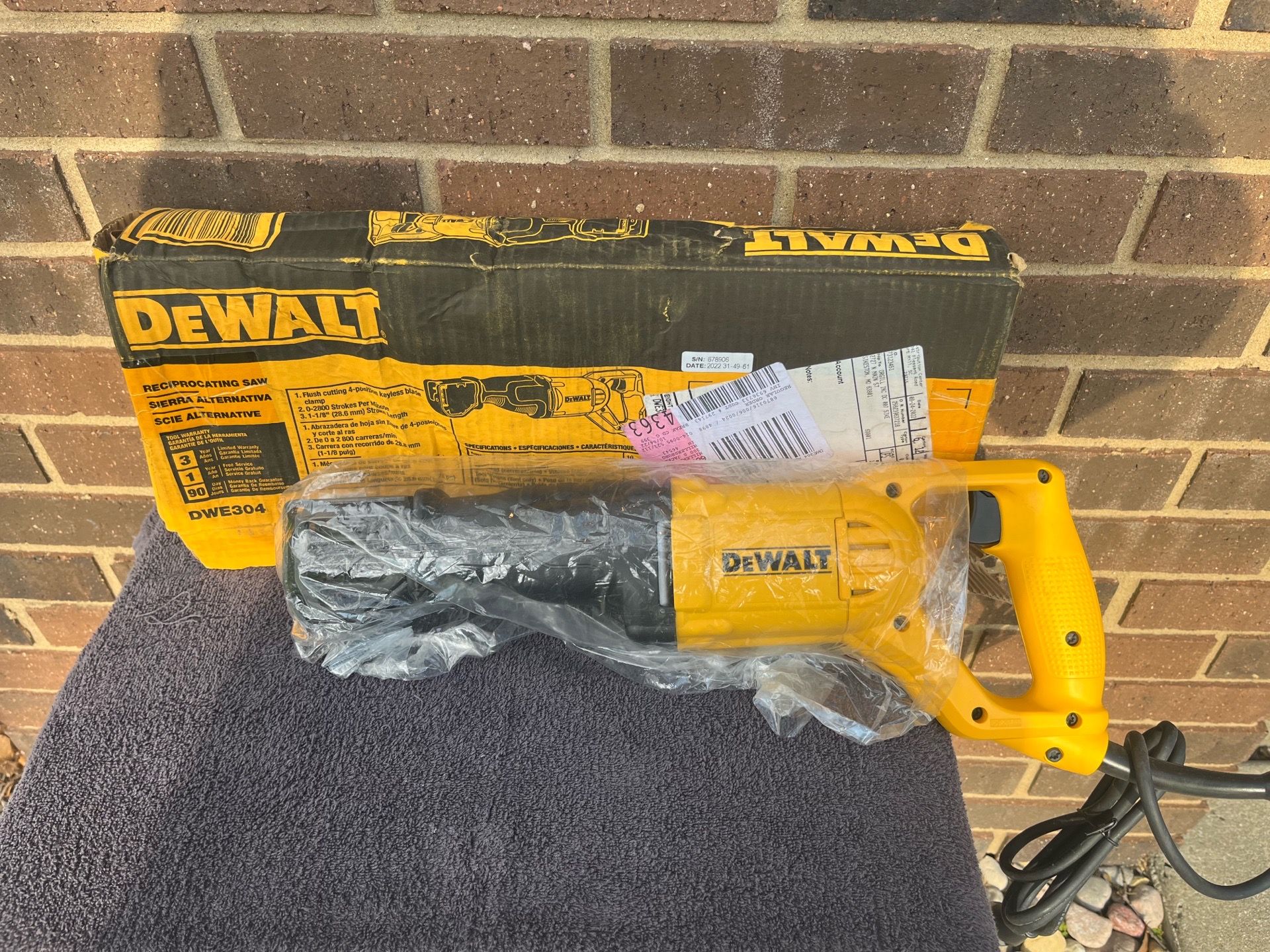 DEWALT 10 Amp Reciprocating Saw, specifically model DWE304.