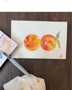 Original Art, Watercolor Peaches, Yakima Peaches