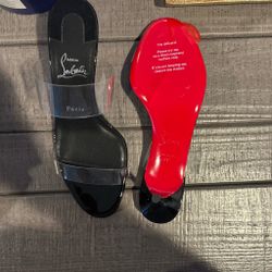 Christian Louis Vuitton sandals, with clear strap and red souls Christian Louis Vuitton sandals, with clear strap and red sole