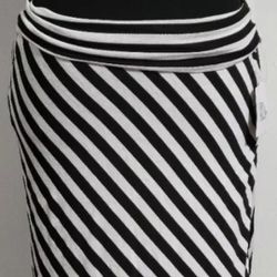 Women Joey B Benbasset  Black White Stripe Skirt Size L Large