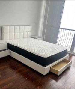 Bed Frame White Full Size White (Mattress And Nightstand Sale For Separated)