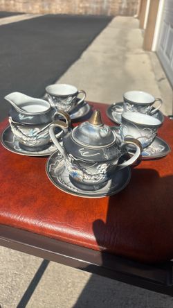 Japanese Black Geisha Tea Set