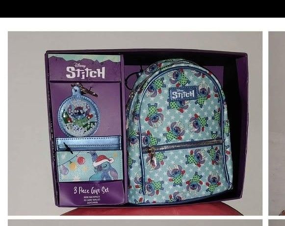 Disney Stitch Christmas Backpack Y Accesorios New
