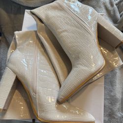 Pointed Zipper High Heel Boots (8.5 W)