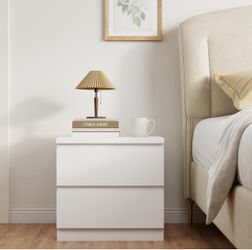 19.7" Modern Nightstand with 2 Handle-Free Drawers (N123)
