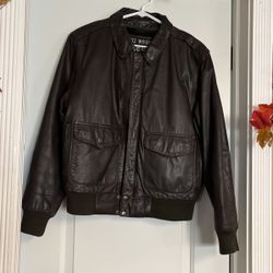 Vintage Top Gum Leather Jacket With Inside Zip Lining