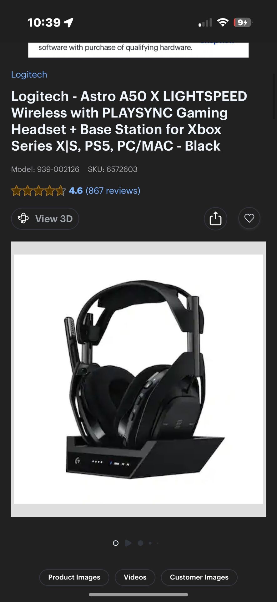 Astro A50 Gen 2 Surround Sound Headphones XBOX/pc