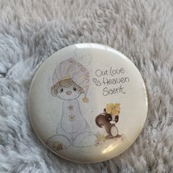 Vintage Precious Moments “Our Love is Heaven Scent” Button Pin – 1980s Enesco