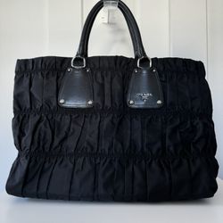 Prada Black Nylon Gauffre Tote Bag