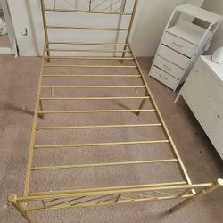 TWO (2) Available Gold Metal Twin bed frames