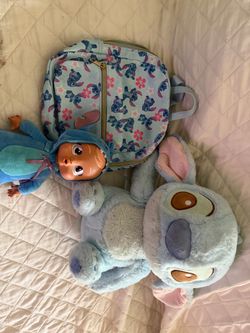 Disney Stitch Backpack, Plush, and Cry Babies Doll Bundle