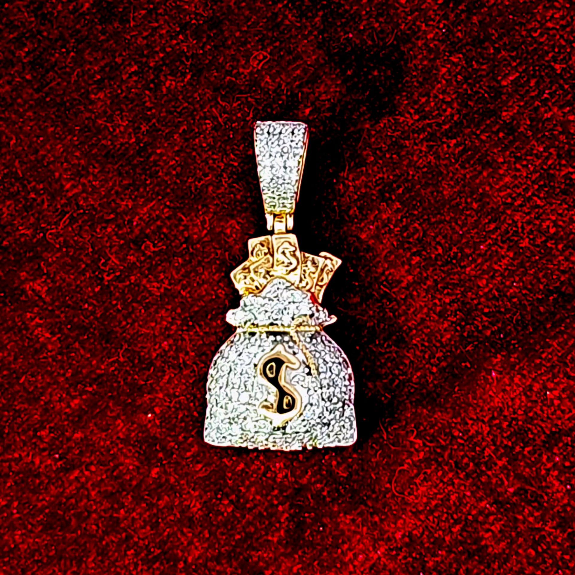 Diamond Money Bag Gift Pendant in 10K and 5/8 CTW Diamond