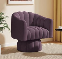 Swivel Accent Chair, 360° Swivel Barrel Chair with Armrest Velvet Upholstered Single Sofa Reading Chair for Living Room,Bedroom,Waiting Room(Purple)