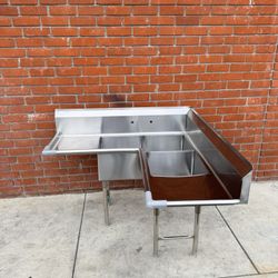 Corner Sink Three 3 Compartment Commercial Restaurant 18” x 18” Tubs