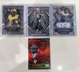 Football Card Lot (4) Drake Maye RC-Cade Johnson Auto/99 -White /50- Barkley /99