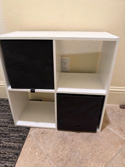 White 4-Cube Storage Organizer with Fabric Bins