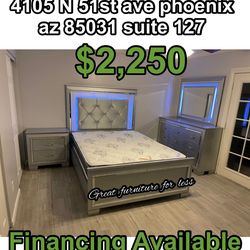 Queen size led bedroom set brand new