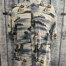 Campia Moda Men’s Hawaiian Button Down Shirt Size Medium