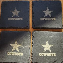 Dallas Cowboys Engraved Black Stone Coasters 4pc