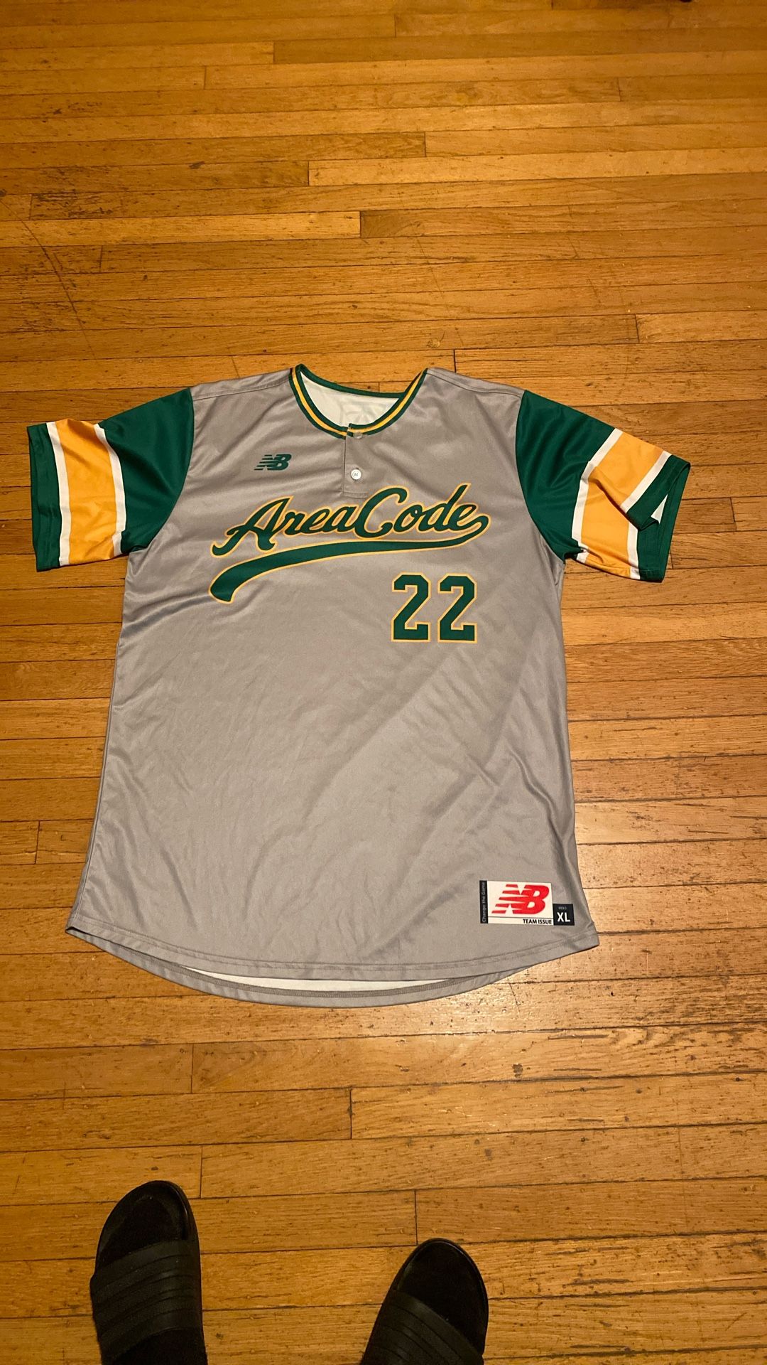 New Balance Area Code Jersey In Green Yellow And Gray Size XL