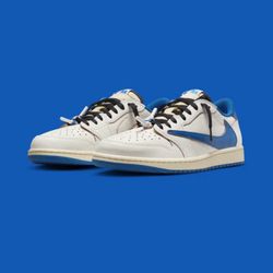 Air Jordan 1 Retro Low OG SP Fragment × Travis Scott Sail Military Blue Size 10.5 $1850