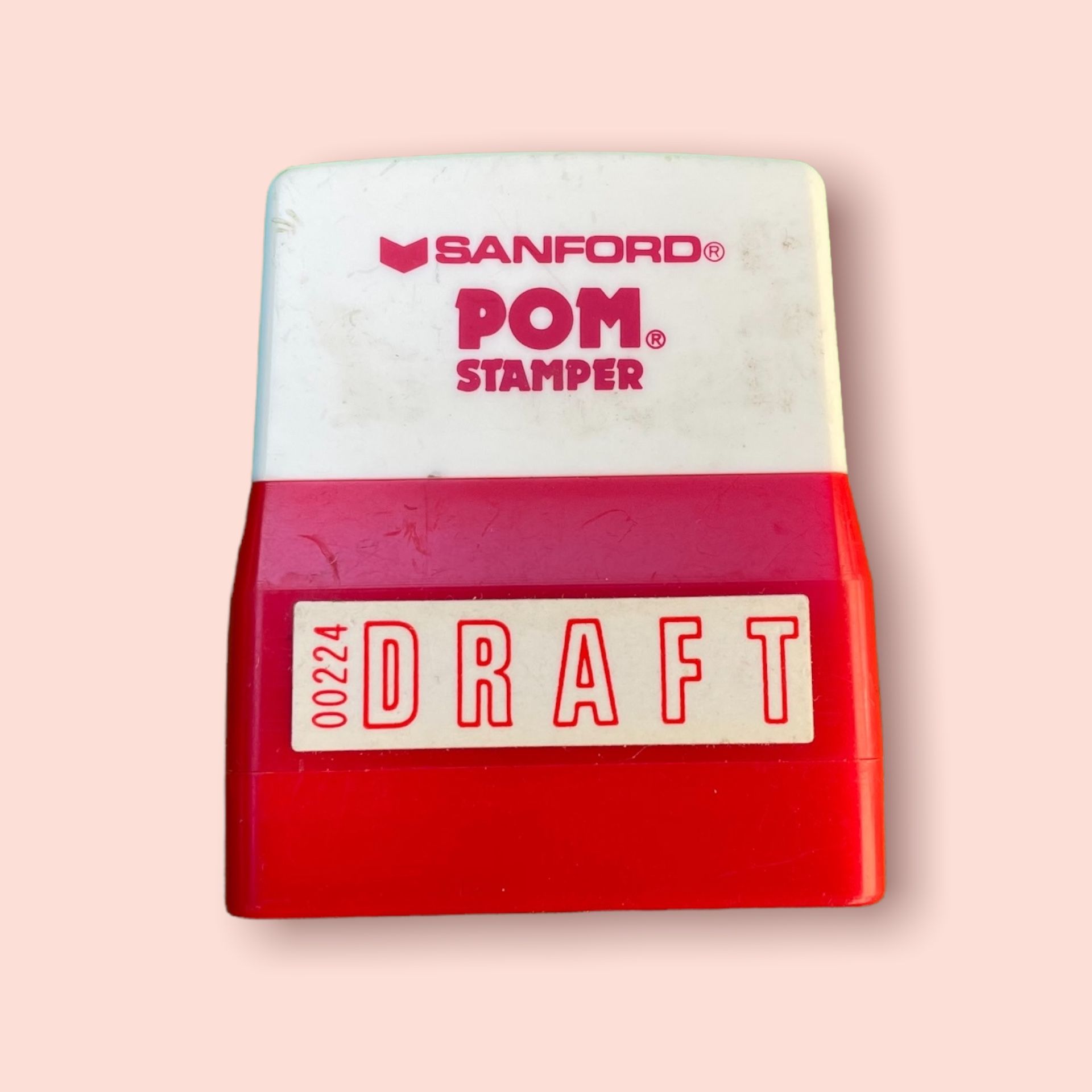 Sanford POM Red DRAFT Mail Rubber Stamp Stamper 00224