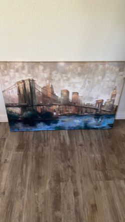 Large canvas painting cityscape