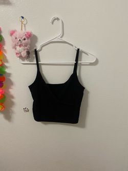 Black Cropped Wrap Top