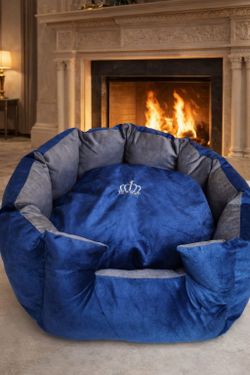 Cama lavable para perro pequeño / Washable Small Dog Bed – Blue & Gray