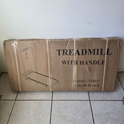 Compact Folding Treadmill with Handlebar - Under Desk Walking Pad (Black, Model TM037)