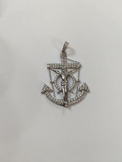 Jesus Anchor Pendant Cubic Zirconia Diamonds