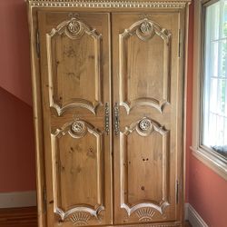 Large antique solid wood armoire 