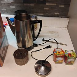 Percolator Coffee Maker And 2 Candles