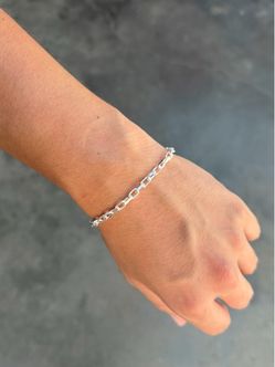 Silver anchor link bracelet 8in