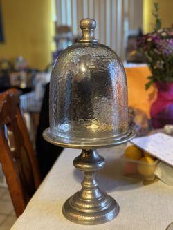 Hammered Metal & Glass Cake Stand