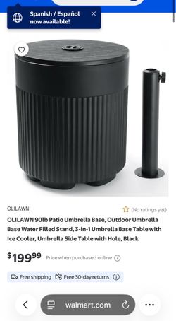 OLILAWN 90lb Patio Umbrella Base with Ice Cooler