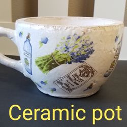 Ceramic Plant Pot 7.5"Wx5"H New! 