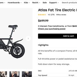 New In Box Jetson Atlas flat tire folding E-bike electric bicycle