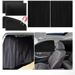 Set of 5 Car Privacy Curtains - 4 Magnetic Side Car Window Curtains & 1 Rear Seat Divider Curtain with Storage Bag, Sun Baby Shades Screen Covers for 