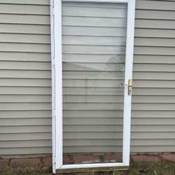 36" X 80" White Aluminum Storm Door With Glass 