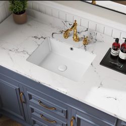 Undermount Bathroom Sink Small Rectangle White Ceramic Bathroom Sink with Overflow (18.3"x13.8") KARAMAG-8018  BRAND NEW / NEVER USED